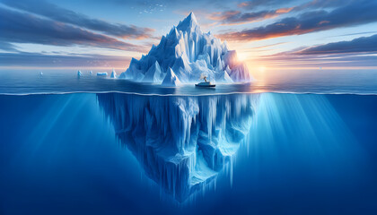 illustration d'un iceberg, idéal pour infographie sur le climat, le développement personnel ou les compétences invisibles
