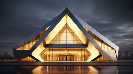 Abstract polygonal building exterior design, conceptual architectural design
