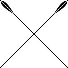 Crossed Traditional Hunting Crossbow Bolts with Metal Arrowhead Isolated Icon in Flat Style. Vector Illustration.