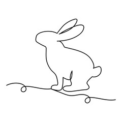 Rabbit continuous one line drawing outline vector illustration
