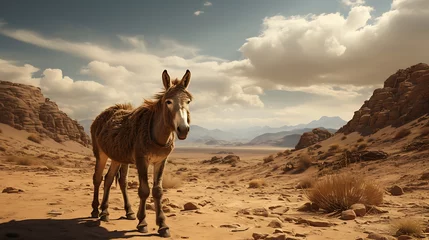 Schilderijen op glas donkey in desert © asma