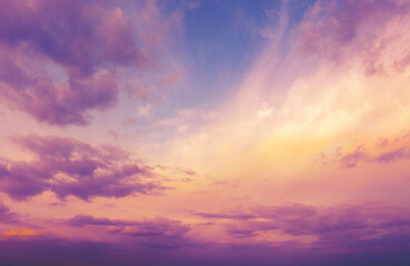 Naklejka na ściany i meble Colorful cloudy sky at sunset. Gradient color. Sky texture. Abstract nature background