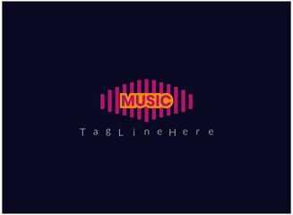 creative music logo design, with  audio icon     combination