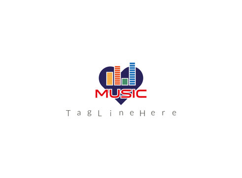 creative music logo design, with  audio icon       combination