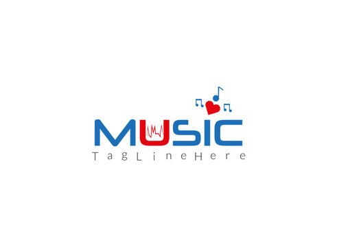 creative music logo design, with audio icon      combination
