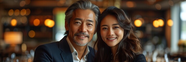 An attractive Asian couple shares a tender moment on a date, radiating love and happiness outdoors.