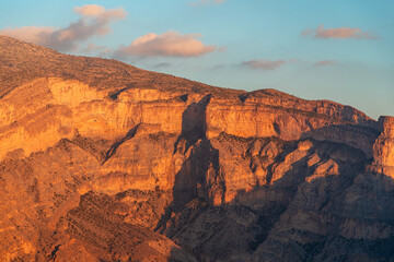 Golden hour in Jebel Shams, Balcony Walk trial, Oman, Ad Dakhiliyah Governorate, Al Hajar Mountains