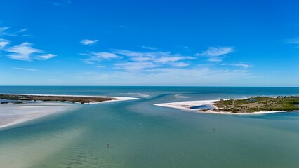 Aerial drone photography of Honeymoon Island in Dunedin, Florida