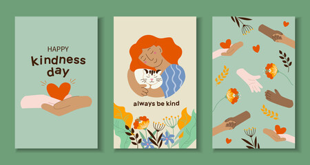 Fototapeta premium Kindness cards in flat design