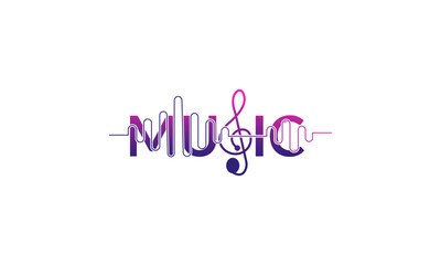 Fototapeta na wymiar creative music logo design, with audio icon combination
