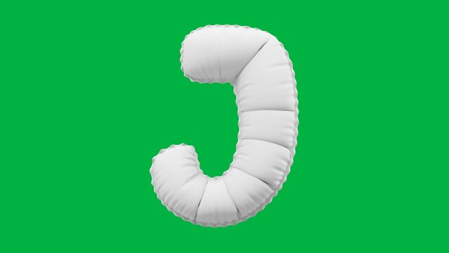 3D Balloon Letter J 4K animation in Matt White color