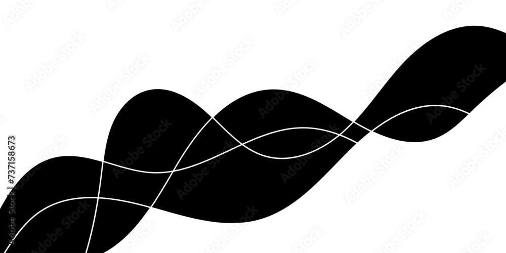 Poster flow of wave black lines. abstract wavy lines modern vector background.