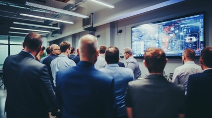 Obraz premium A meeting of IT engineers, they talk about various novelties and trends and exchange their observations, project ideas and the direction of development of the IT industry