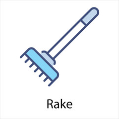 Rake Icon vector, Such Line sign as autumn, Submission of autumn icons. Vector Computer Isolated Pictograms for Web on White Background Editable Stroke stock illustration