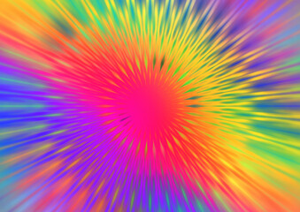 Tęczowy geometryczny gwiaździsty ażurowy kształt w żywej kolorystyce z rozmyciem ruchu - abstrakcyjne tło