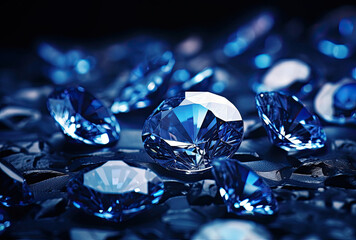 A Group of Blue Diamonds on a Black Surface