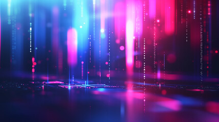 Abstract blue and pink matrix digital background, Generative AI