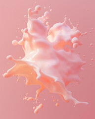 Splash of creamy substance, silky serum texture isolated on pink background, Generative AI