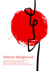 Red and black abstract background with ink brush design elements.