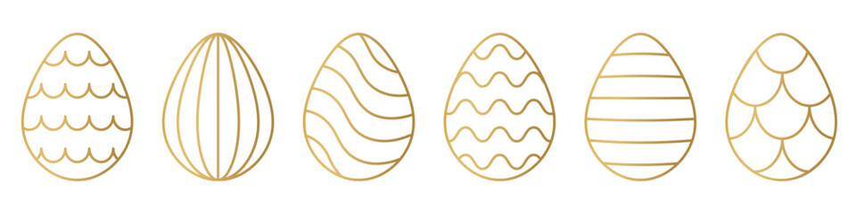 set of golden easter eggs with different decorative elements - vector illustration © chrupka