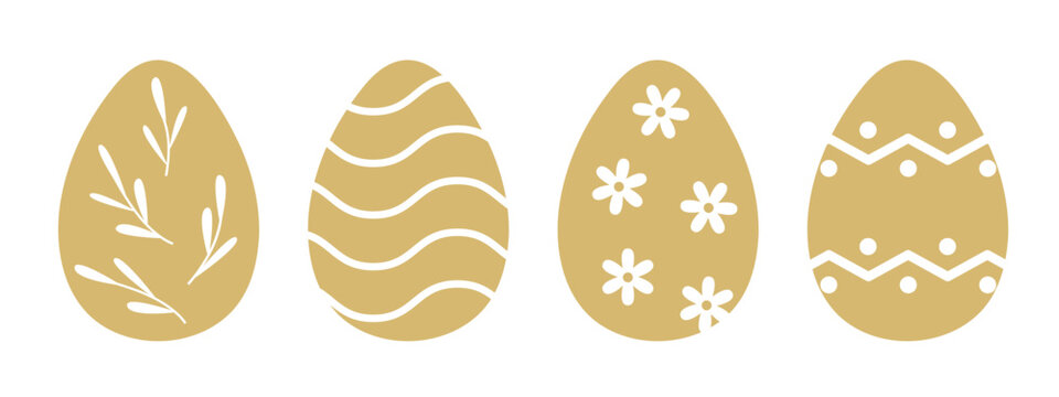 set of golden easter eggs - vector illustration