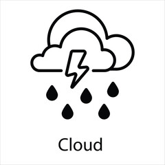 Cloud  Icon vector, Such Line sign as autumn, Submission of autumn icons. Vector Computer Isolated Pictograms for Web on White Background Editable Stroke stock illustration