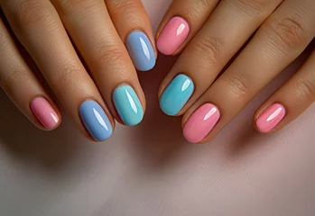  pink blue manicured hands © olegganko