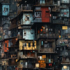 Fototapeta na wymiar a bunch of buildings are stacked on top of each other , generated by AI