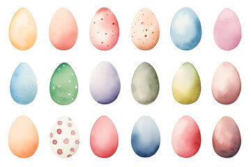Fototapeta na wymiar Easter Eggs. Set of illustrations in watercolor style
