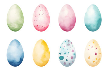 Easter Eggs. Set of  illustrations in watercolor style