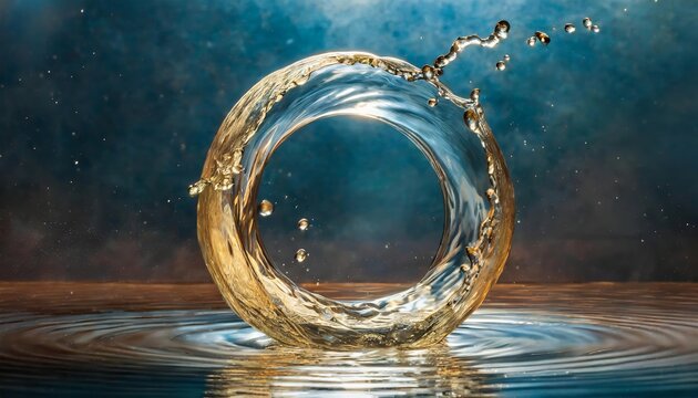水面ではねる水のリング