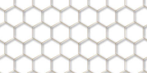 Naklejka premium abstract seamless hexonal golden stock swirly metal pattern background. hexagonal geometric hexagon print texture background banner panorama. 3d illustration. Hexagon shelf for mock up of copy space.