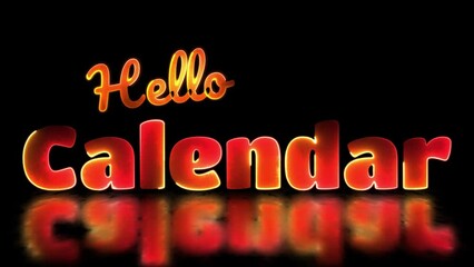 Neon light effect repeating calendar text black background