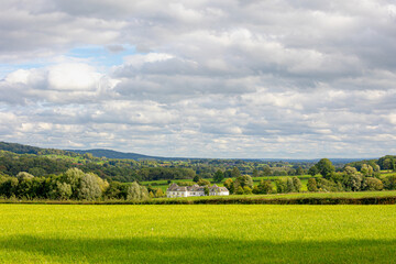 Summer landscape view, Hilly countryside of Zuid-Limburg with small villages on the hillside, farmland and forest, Epen is a village in the southern part of the Dutch province of Limburg, Netherlands.
