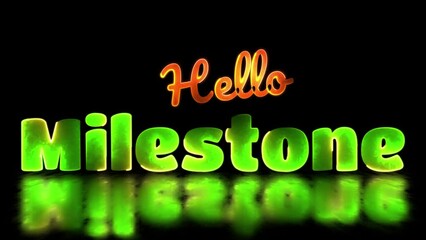 Neon light effect repeating milestone text black background