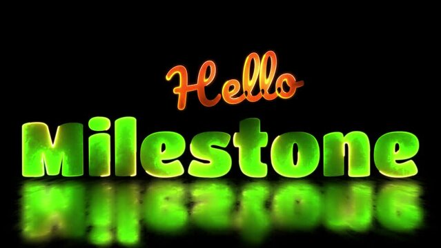 Neon light effect repeating milestone text black background