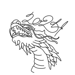 Chinese dragon symbol 2024 eastern calendar mythical fairy animal continuous line drawing, isolated vector illustration, tattoo, print and logo design, silhouette single line on white background. 