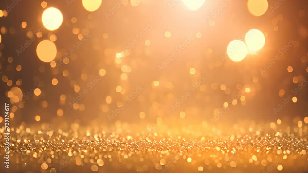 Poster shimmering gold glitter background with soft lights in background. perfect for adding touch of elega