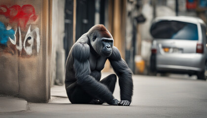 Photo of a gorilla on the street