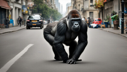 Photo of a gorilla on the street
