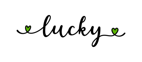 Lucky handdrawn lettering word isolated on white