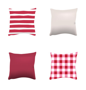 Red and white pillows set, vector