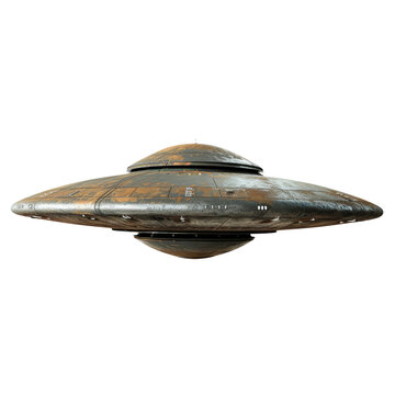UFO, alien spaceship isolated on transparent background, cut out, png