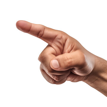 Hand finger pointing isolated on transparent background, cut out, png