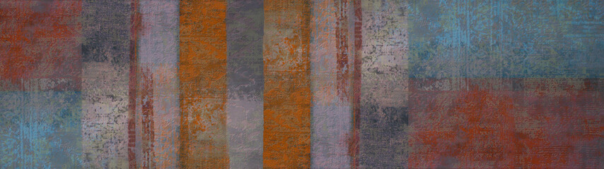 Abstract colorful multicolored blue orange striped painted tile wall texture, wallpaper background...