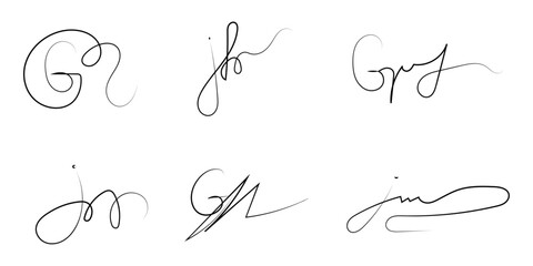 Fictitious handwritten signature isolated on white background