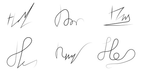 Fictitious handwritten signature isolated on white background - obrazy, fototapety, plakaty