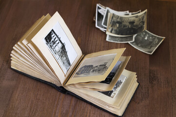 Vintage photograph album with photos 1940s