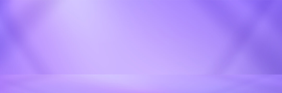 Puple Background Studio with shadow on wall,Empty room with monochromatic spot light and shadow on floor.Vector Minimal 3d banner for product presentation,Backdrop template with copy space