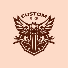 motor circle custom bike vector illustration logo